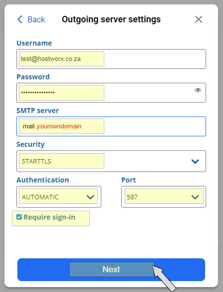 Outgoing Settings